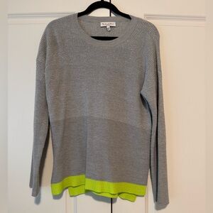 Michael Stars Gray Sweater with Neon Green Accent
